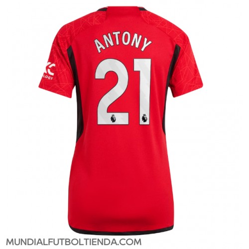 Camiseta Manchester United Antony #21 Primera Equipación Replica 2023-24 para mujer mangas cortas